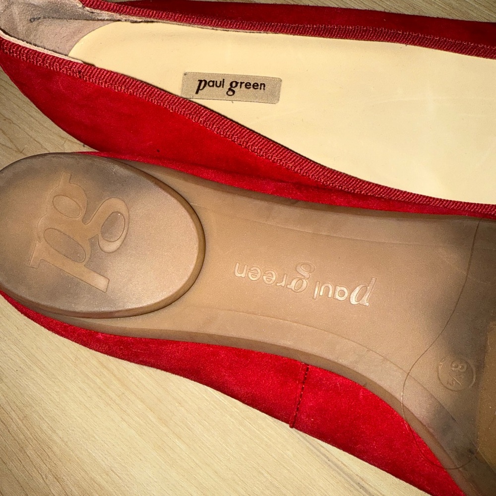 Paul Green Women's Ursula Red Ballet Flats cushion bottom - Picture 3 of 3